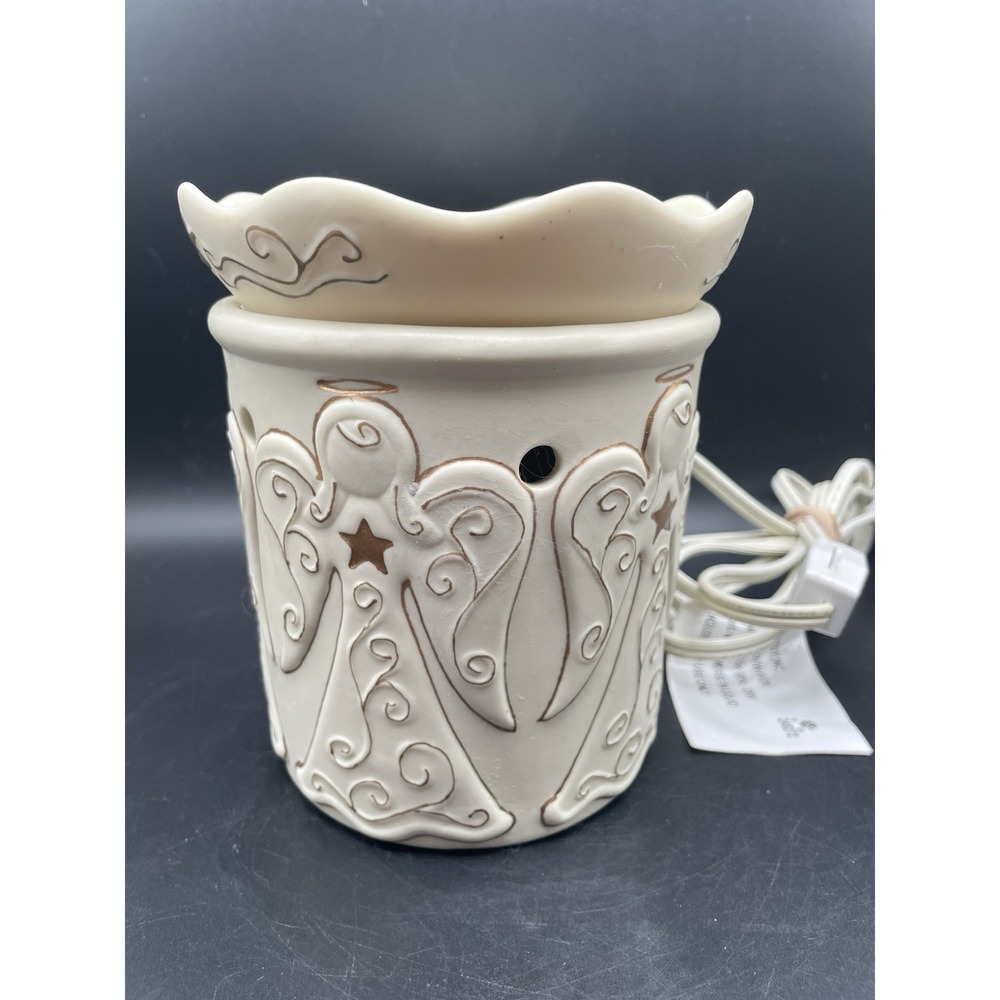 Scentsy Heavenly Angel Full Size Electric Wax Warmer Ivory Gold Retired - Picture 2 of 9
